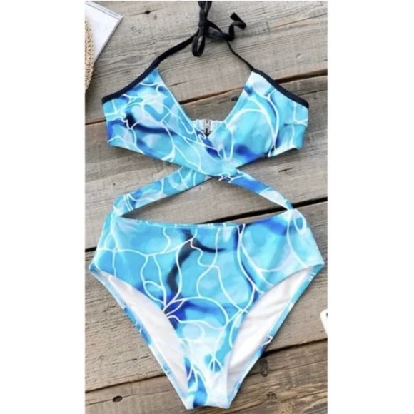 Cupshe Swim Nwt Cupshe Boho Wrap Water Ripple Tie Dye Swimsuit